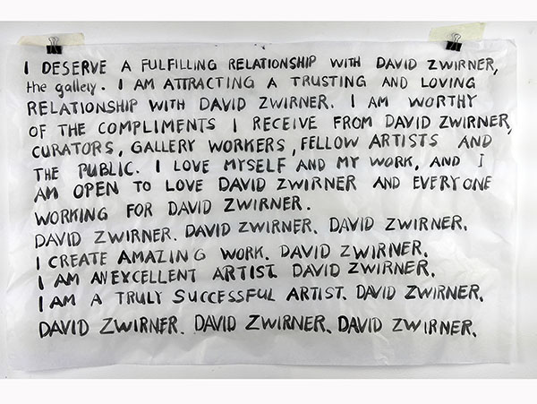 Affirmation prayer manifestation David Zwirner Jay Rechsteiner